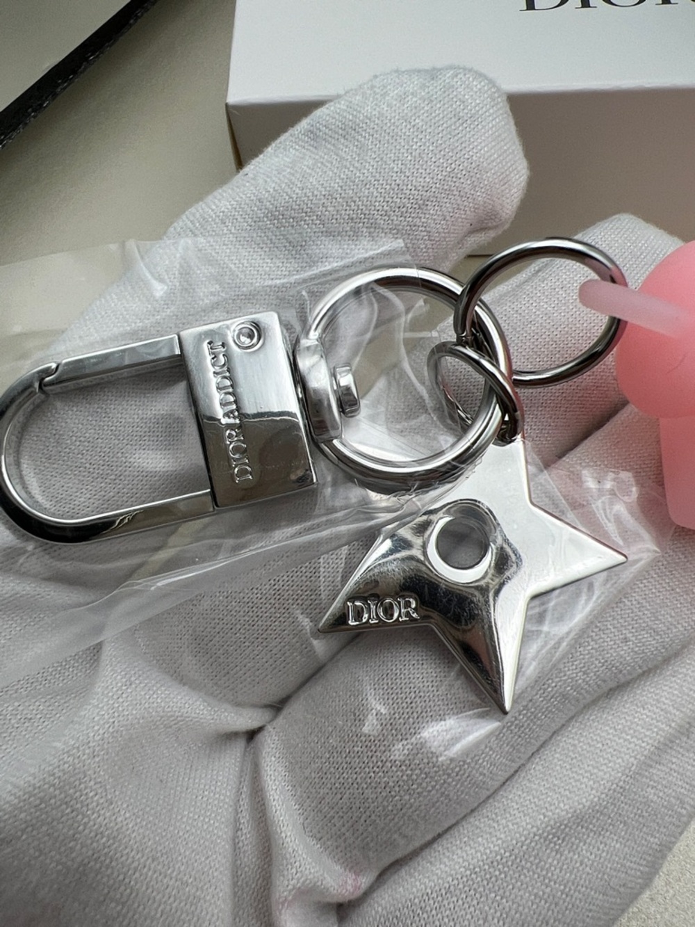 Dior Pink Silicone Keychain Lip AddictGlow Oil Holder W/Minty Lip Oil INBox NWOT - Picture 6 of 15